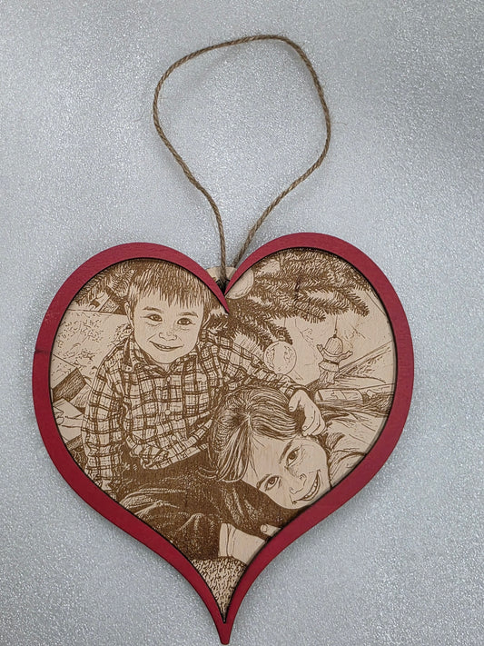 Photo Engraving Maple Heart Ornament