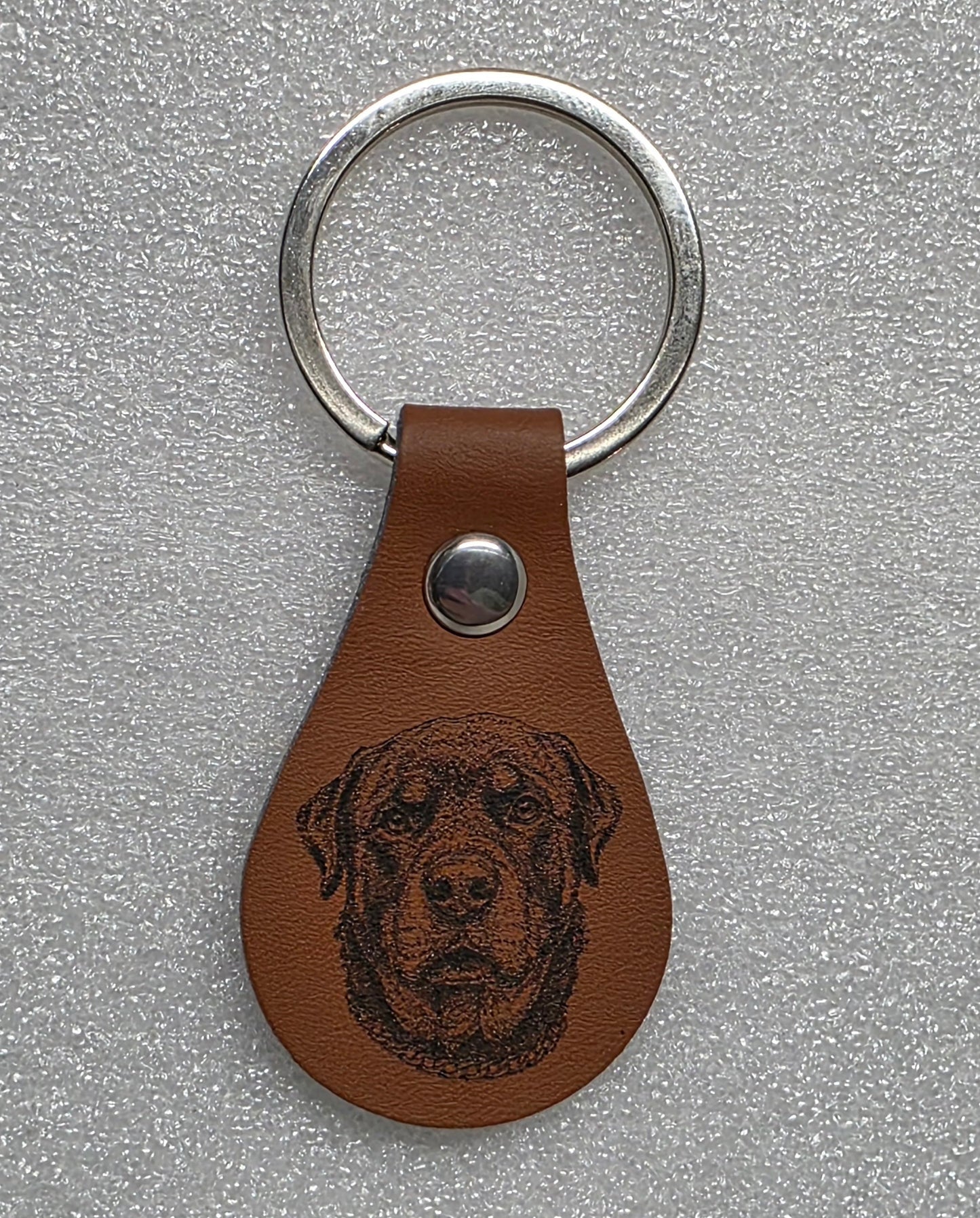 Personalized Photo Engraved Leather Keychain