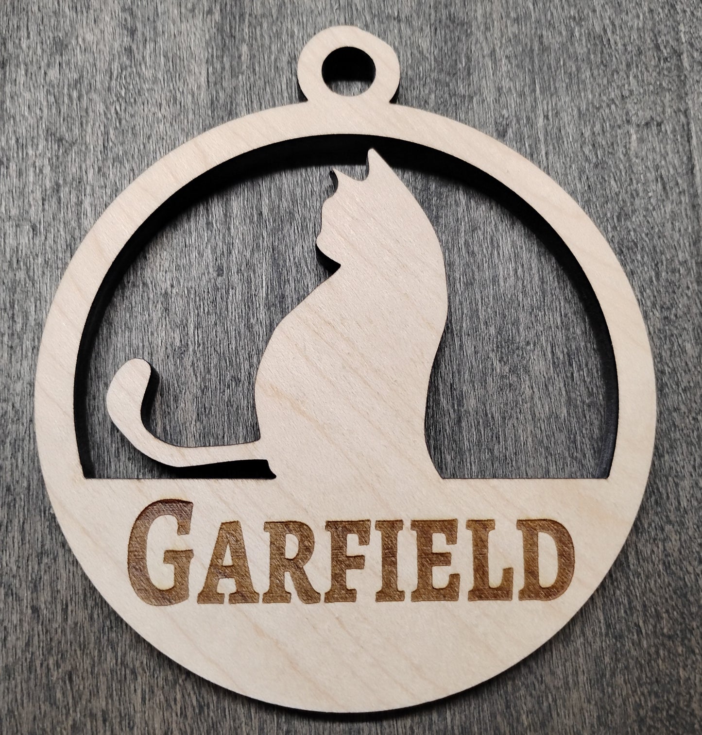 Personalized Pet Cat Christmas Ornament Maple Wood Laser Engraved