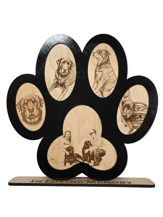 Photo Engraving Pet Memorial Paw Print