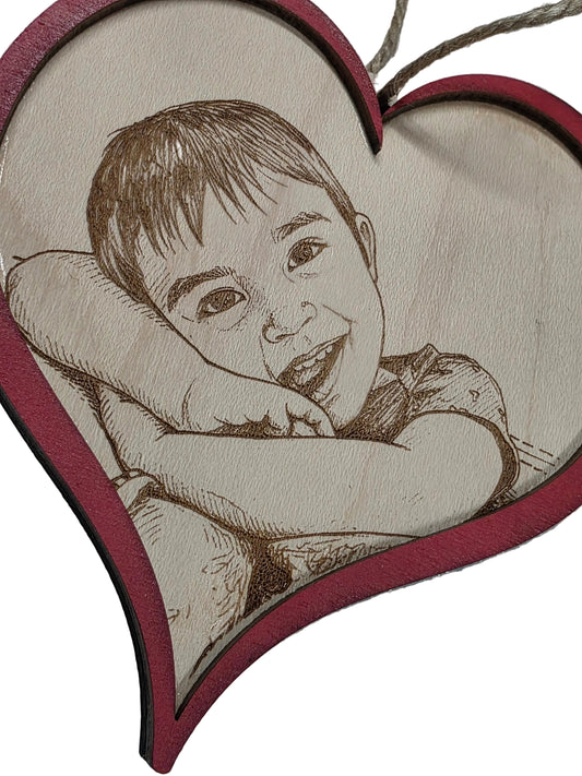 Photo Engraving Maple Heart Ornament