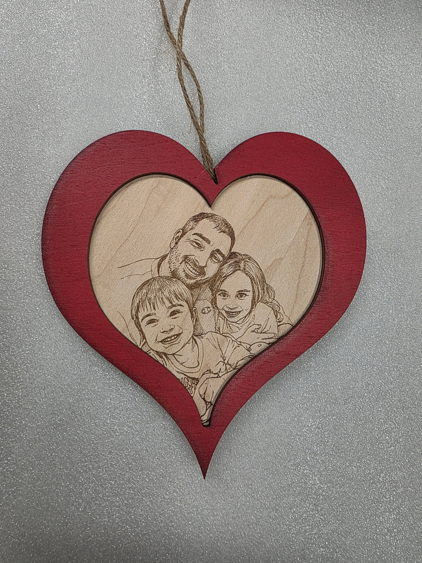 Photo Engraving Maple Heart Ornament