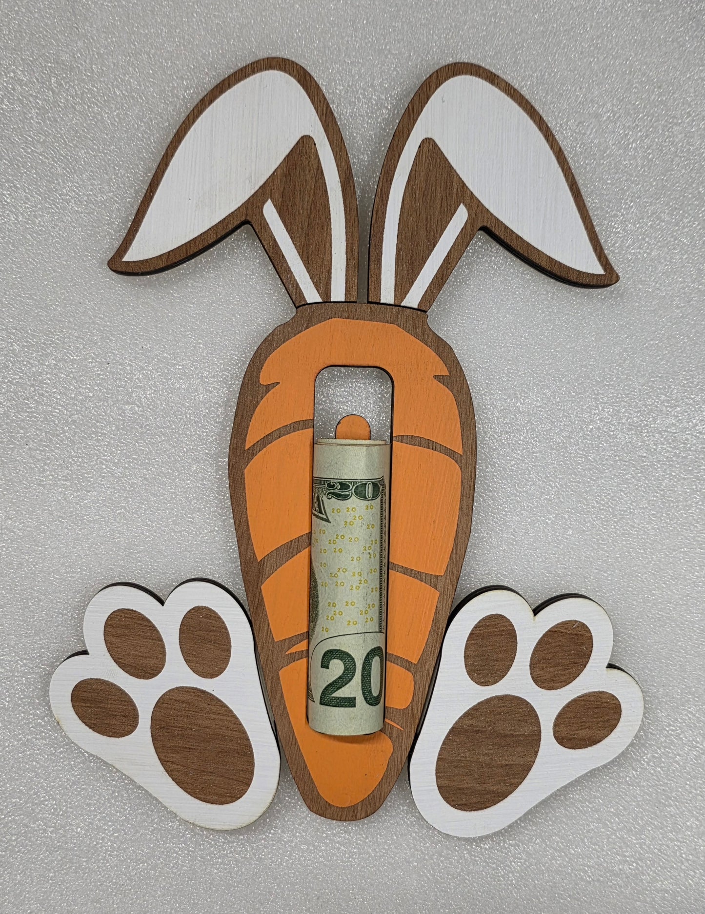 Personalized Easter Carrot Money Holder - Custom Wooden Bunny Ear Basket Stuffer - Kids Easter Gift