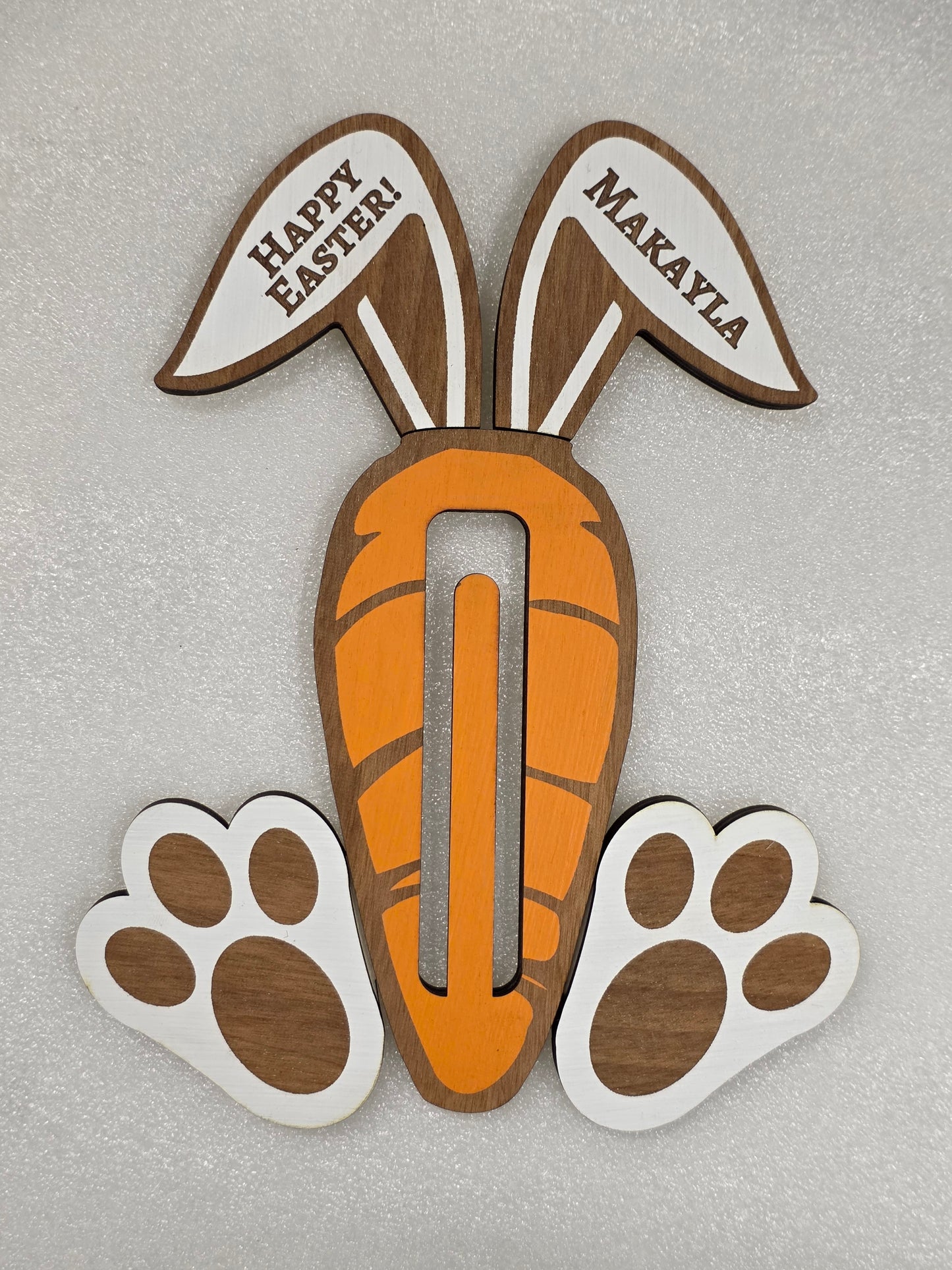 Personalized Easter Carrot Money Holder - Custom Wooden Bunny Ear Basket Stuffer - Kids Easter Gift