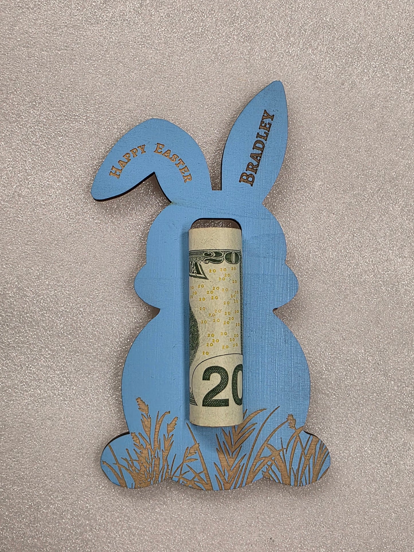 Personalized Easter Bunny Money Holder - Custom Wooden Bunny Ear Basket Stuffer - Kids Easter Gift