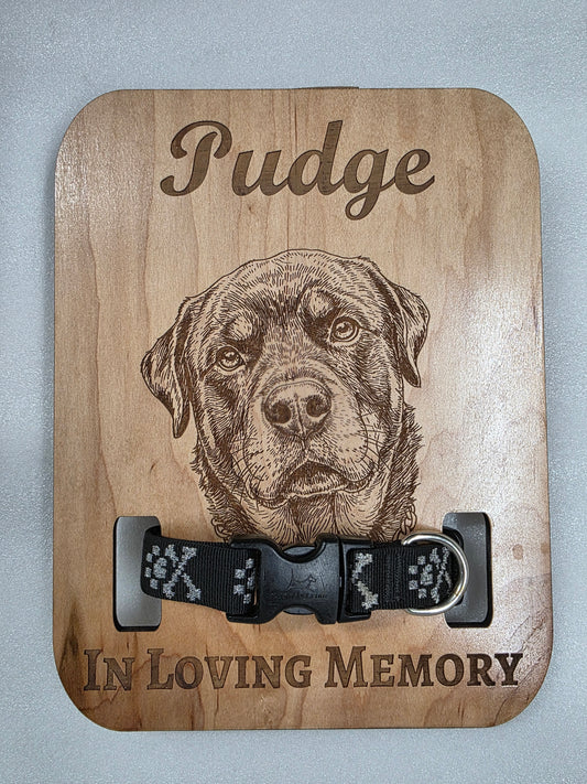 Photo Engraving Pet Memorial Collar Display w/Stand