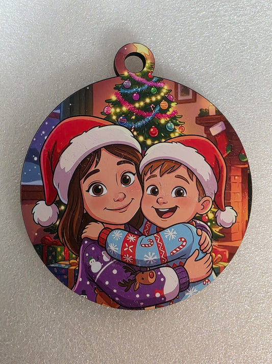 HD Full Color - Turn Your Photo into a Fun Cartoon Winter Scene Christmas Ornament (Christmas Tree)
