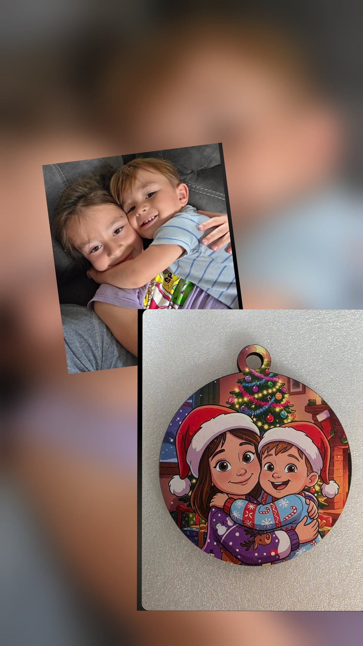 HD Full Color - Turn Your Photo into a Fun Cartoon Winter Scene Christmas Ornament (Christmas Tree)