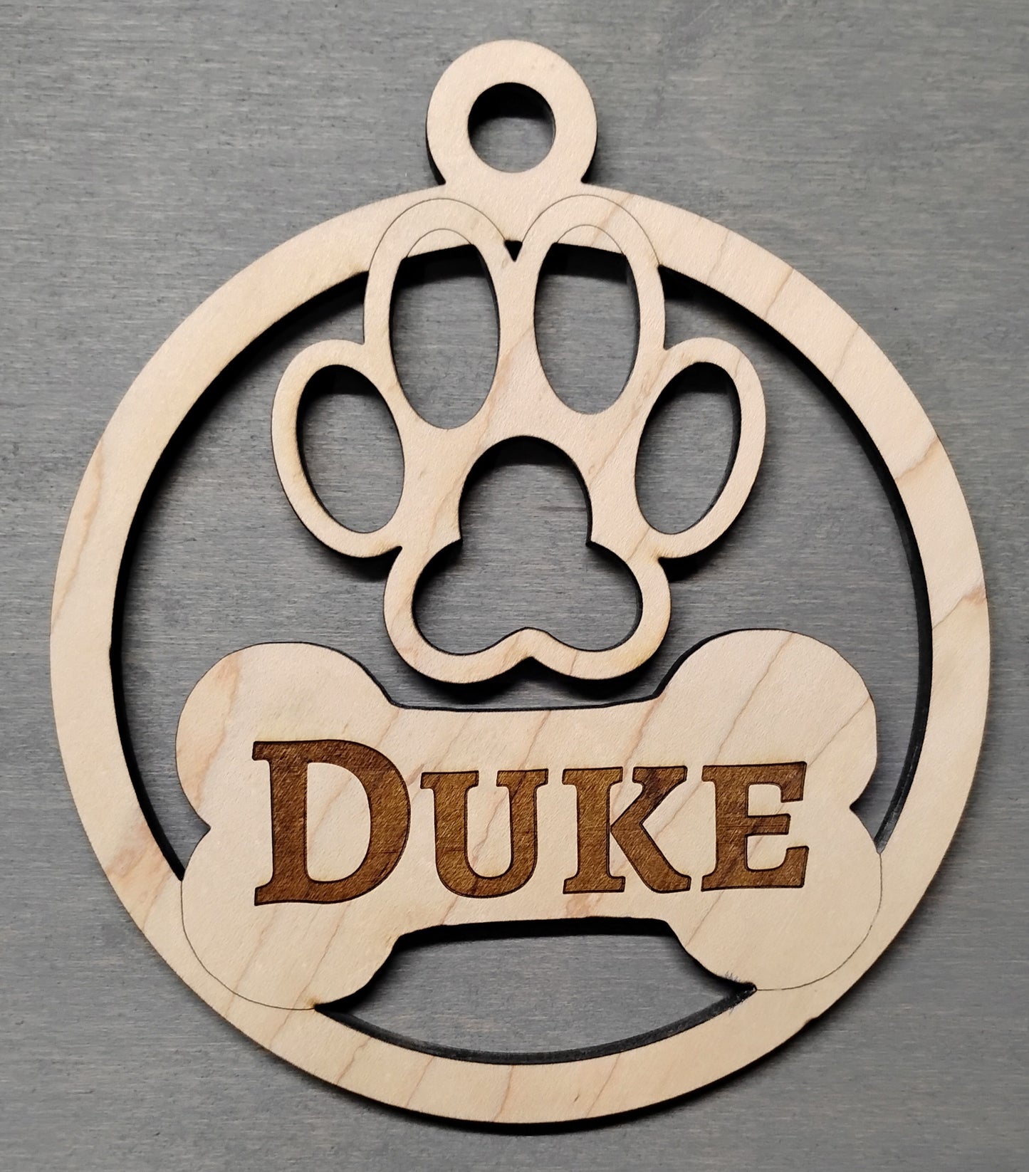 Personalized Pet Dog Christmas Ornament Maple Wood Laser Engraved