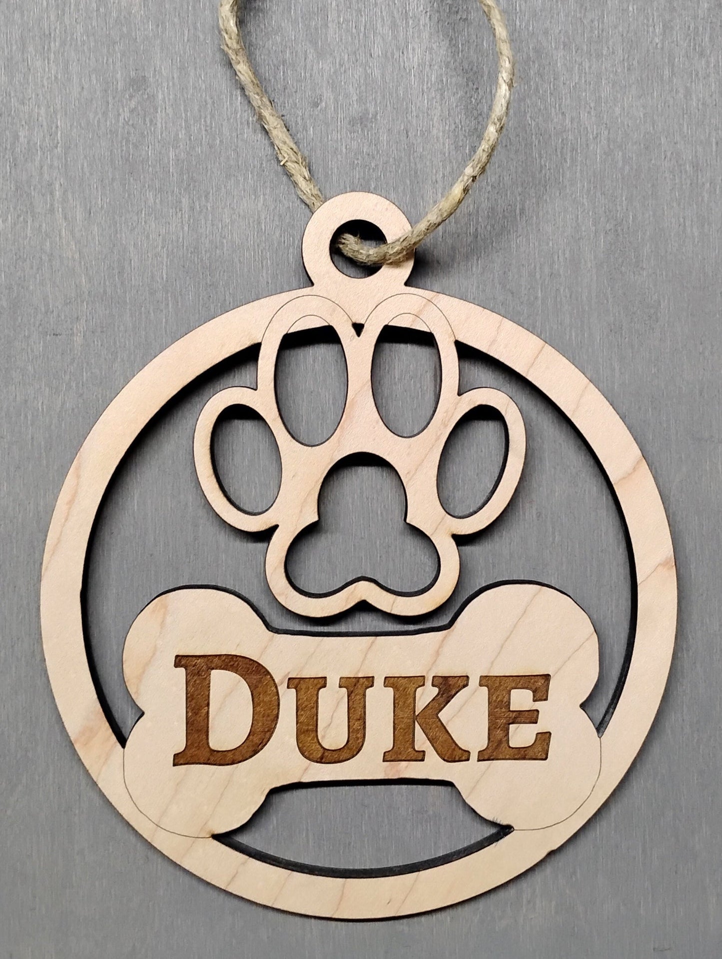 Personalized Pet Dog Christmas Ornament Maple Wood Laser Engraved